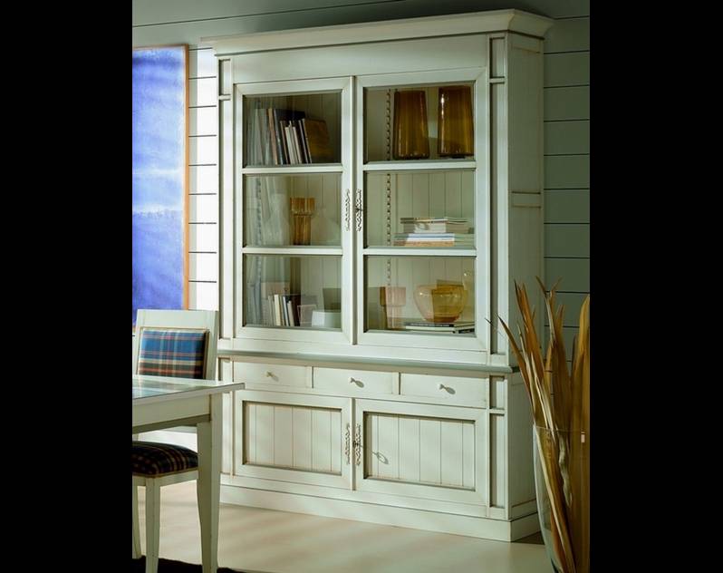 Vitrina para el Salón de dos cuerpos, cuatro puertas y tres cajones