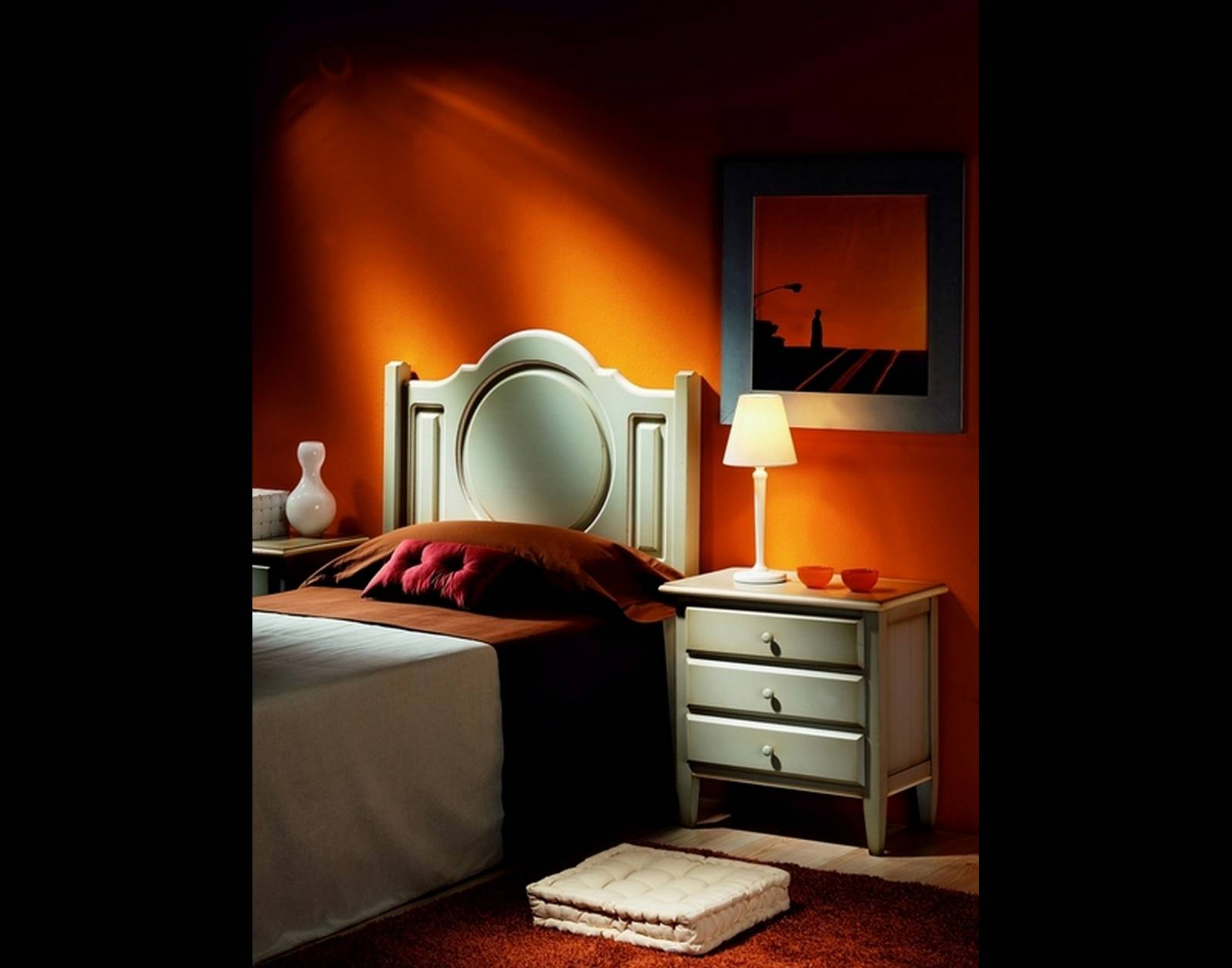 Conjunto de dormitorio madera y Gris clásico juvenil pintado alta gama