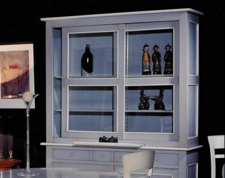 Vitrina Modelo Venecia en color Gris Claro con puertas correderas